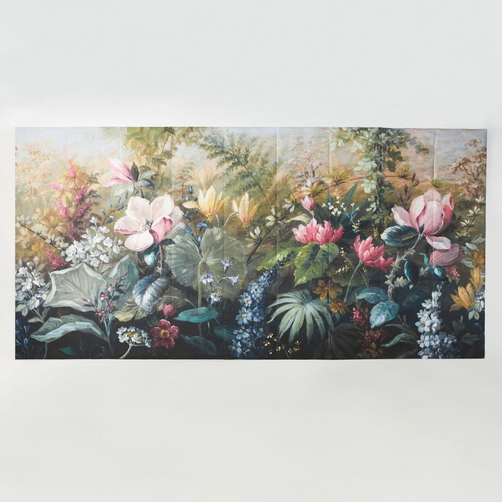 Anthropologie Pink and Green Tropical Floral Print